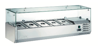 Présentoir réfrigéré - Vitrine droite en inox AISI304 pour bacs GN - Température +2°C/+8°C_0