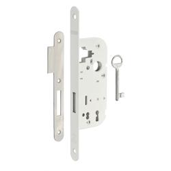 Serrure encastrable à clé pour porte intérieure, pêne dormant seul, axe 40mm, bouts ronds, blanc, 1 clé - THIRARD - blanc 3150260013023_0