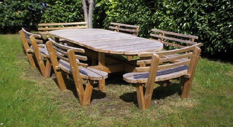 TABLE PIQUE-NIQUE EN BOIS 12 PLACES OVALE AVEC DOSSIER 2022_0