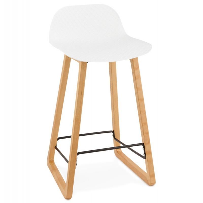 Tabouret de bar Sliven 86cm Blanc & Naturel - Paris Prix - Design contemporain en polypropylène & bois_0