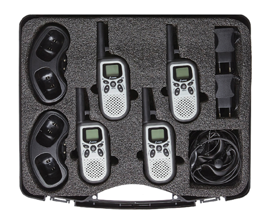 Talkies walkies - Pack de 4 - Portée 10 km - Etanche IP44 - Rechargeable - 0400PR - Mallette PMR446 avec accessoires_1