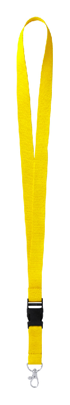 Tour de cou en polyester - mousqueton amovible en métal - couleur jaune - 16g_0