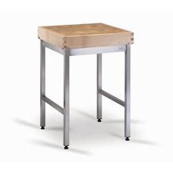 Billot sur pieds en bois Tournus Équipement - épaisseur 100 mm - piétement inox avec vérins anti-glissement - réf. 809786_0