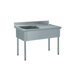 Bloc-éviers Tournus Équipement - Plonge 1 bac avec égouttoir à droite - Sans robinetterie - 500 mm - Plastique - Réf. 806661_0