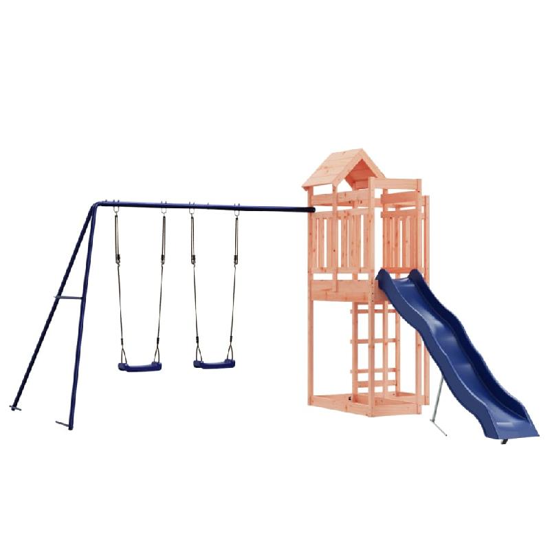 AIRE DE JEUX D\'EXTÉRIEUR BALANÇOIRES TOBOGGAN PORTIQUES ROBUSTE JEUX JARDIN 362 X 373 X 238 CM BOIS MASSIF DE DOUGLAS 02_0004836_0