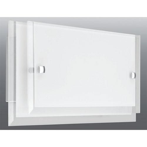 Applique fixe 230V - acier/verre satiné blanc Maggie rectangle - Classe I IP20 IK08 - 185x351x101 mm_0