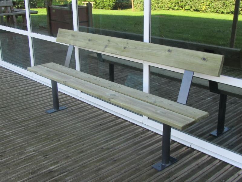 Banc public en bois urbain - 3 lames en pin traité - 2 m - pieds galvanisés noir_0