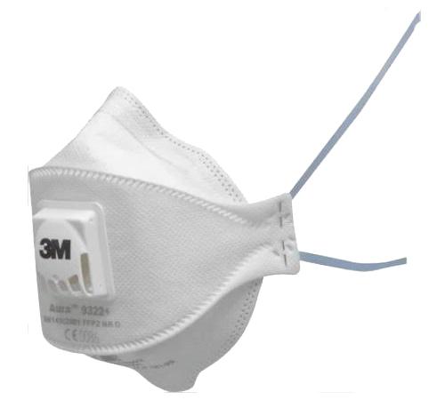 Boîte de 10 masques pliables jetables série aura™ 9322+ ffp2 avec soupape - 3M - 7000088722 - 516699_0