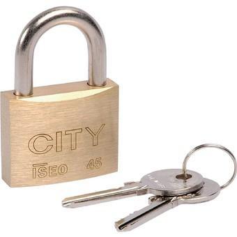 CADENAS CITY 45 UTILISANT LA MÊME CLÉ (S'ENTROUVRANT) (2 CLÉS) ISEO