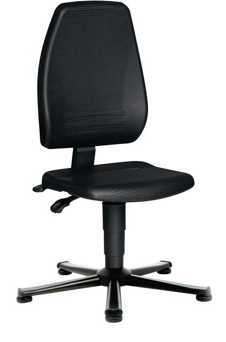 Chaise d'atelier pivotante PROMAT - mousse intégrale noire - hauteur réglable 440-620 mm - dossier ergonomique 520 mm_0