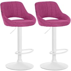 CLP Lot de 2 tabourets de bar Milet tissu Violet/Métal blanc mat - violet textile 324428_0