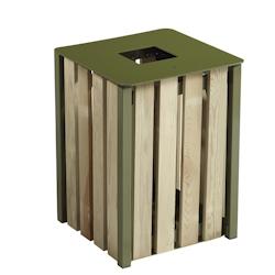 Rossignol - Corbeille carrée à poser ou à fixer 50L EDEN BOIS - vert olive - vert Bois manufacturé 57875_0