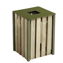 Corbeille Exterieure Eden Bois 50L Vert Olive Sans Cendrier - 57875 - Rossignol - vert 57875_0