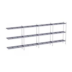 Distform Rayonnage 3 Niveaux en Inox d'Angle avec Clayettes en Polypropylène P.500mm et H.1800mm Acier inoxydable 6020x500x500x - 651637876881_0