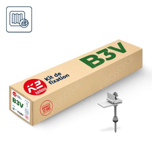 Fixation 2 panneaux - Portrait - Tirefond bois - B3 Vert - K2 Box REF K2B-B3V_0