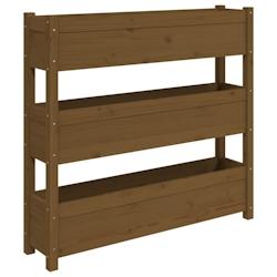 Helloshop26 - Jardinière bac lit surélevé plantes fleurs terrasse jardin 112 x 25 x 104,5 cm bois massif de pin marron 02_0037396 - 3000217822546_0