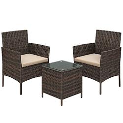 Helloshop26 - Salon de jardin extérieur ensemble de mobilier surface tressée en PE table et chaises pour terrasse jardin balcon 12_0001695 - 3000125_0