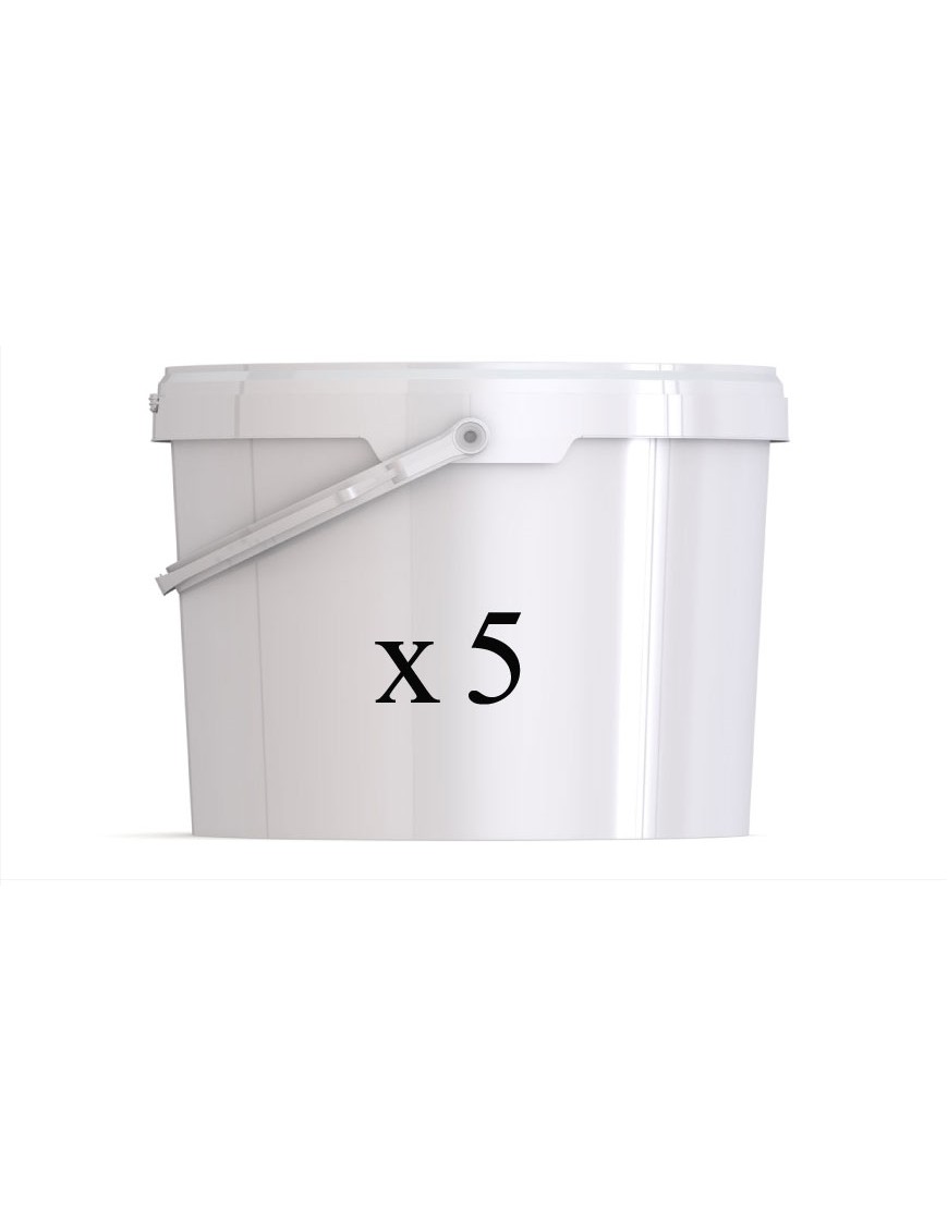 Lot de 5 seaux plastiques alimentaires de 11,5 litres - avec couvercles - polypropylène_0