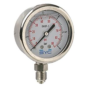 Manomètre inox 304 Ø 63 SYC431 avec glycérine - double indication bar/psi - réf. SYC431_0