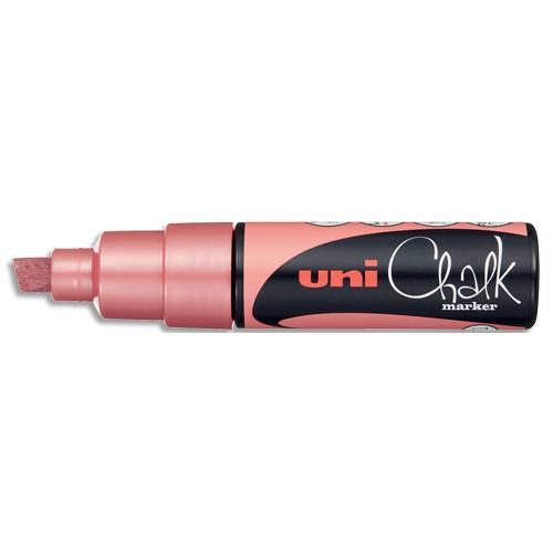MARQUEUR CRAIE UNI-BALL CHALK MARKER - POINTE BISEAUTEE LARGE 1,8-8MM - COLORIS ROUGE METAL