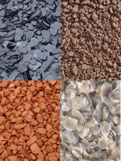 Paillages : pouzzolane, brique, ardoise, pierre ponce, coquillages_0