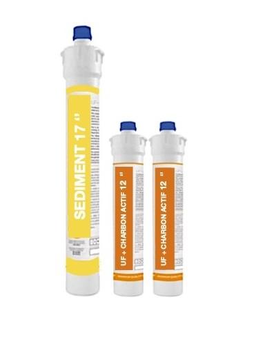 Renouvellement annuel 3 cartouches Logico - 1 sédiment 50 microns, 2 ultrafiltration charbon actif_0