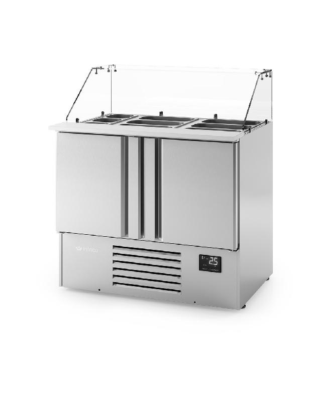 Saladette réfrigérée 2 portes GN 1/1 - dessus polyéthylène, vitrage de protection, fabrication inox - Infrico_0