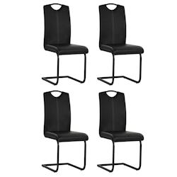 VidaXL Chaises à Manger Cantilever Lot De 4 Noir Similicuir - noir 246194_0