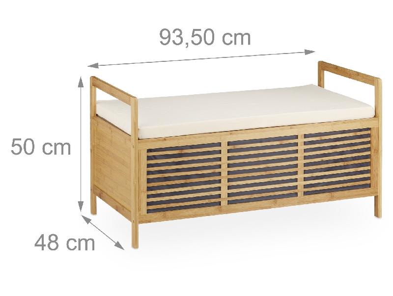 BANC DE RANGEMENT EN BOIS DE NOYER BANQUETTE ASSISE COFFRE DE RANGEMENT MEUBLE À CHAUSSURE AVEC COUSSIN 3013008_0