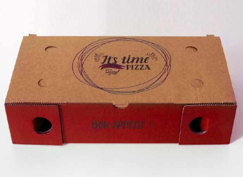 Boîte calzone rouge - Qualité supérieure Double Kraft - Format 33x17x8 cm_0
