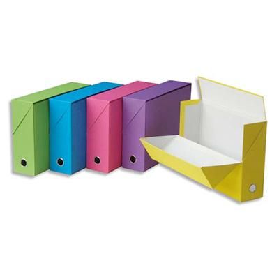 BOITE DE TRANSFERT EXACOMPTA SALSA - CARTON RECOUVERT PAPIER - DOS 9 CM - COLORIS ASSORTIS VIFS - LOT DE 5