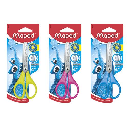 CISEAU MAPED PULSE GAUCHER - LAMES GRADUEES EN ACIER INOXYDABLE - L13 CM, BOUTS RONDS D10 MM - COLORIS ASSORTIS