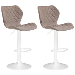 CLP Lot de 2 tabourets de bar Cork en tissu Taupe/Blanc - gris textile 315100_0