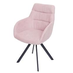 Décoshop26 - Chaise de salle à manger avec accoudoir pivotant en velours rose 04_0006317 - 3000261703693_0