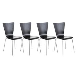 Décoshop26 - Lot de 4 chaises de cuisine salle à manger empilable en bois noir et structure stable à quatre pieds en métal 10_0003172 - noir 30002_0