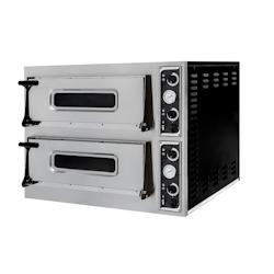 Hendi Four à pizza Basic 44 double chambre jusqu'à 500°C et 8 pizzas avec chamotte 400V - 226698_0