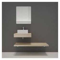 MOB-IN Meuble de Salle de Bain WILL - Plan épais 60 cm + Plan fin 120 cm + Vasque + Miroir + Equerres - marron 3760232698075_0