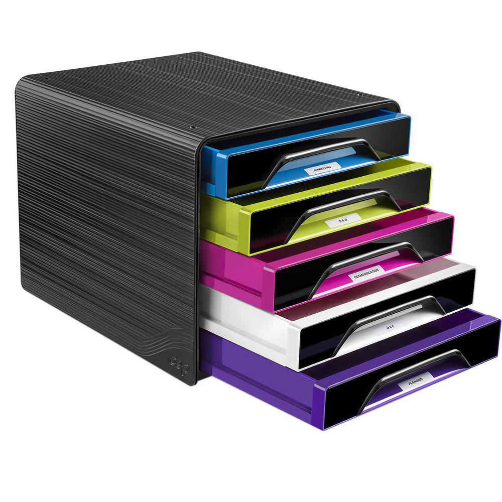 MODULE DE CLASSEMENT CEP SMOOVE - 5 ETAGES - 24 X 32 CM - L36 X H27,1 X P28,8 CM - NOIR MULTICOLORE
