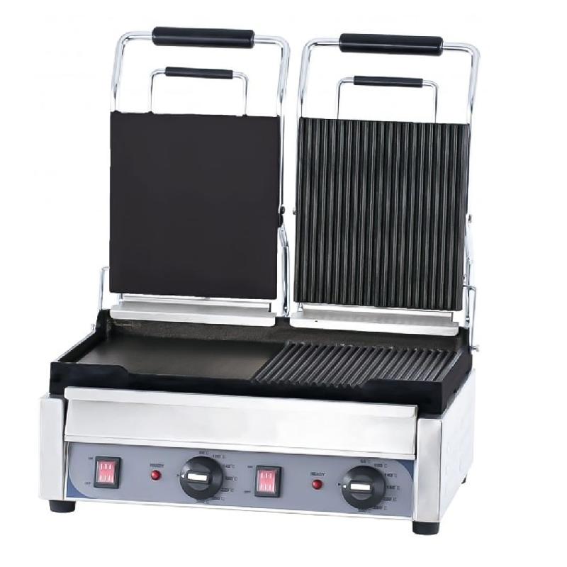 Panini grill avec timer double premium mixte en inox 2900W_0