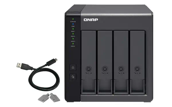 QNAP TR-004 Boîtier de disques de stockage Boîtier disque dur/SSD Noir 2.5/3.5