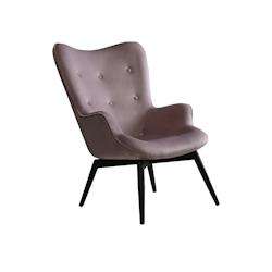 SalesFever Fauteuil rembourré | Couverture en velours | Cadre en métal avec revêtement en poudre noire | L 80 x P 99 x H 92 cm | rose - rose polyes_0