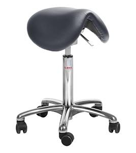 Siège selle professionnel Dalton - Flexmatic imitation cuir bleu - Base aluminium - Usage bureau et médical_0