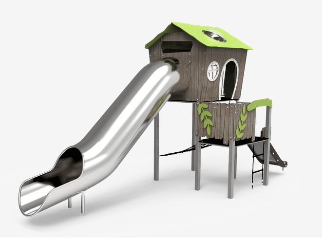 Structure de jeu BOSCO 3 inox JPVB03I - cabanes, toboggan en acier inoxydable, matériaux résistants_0
