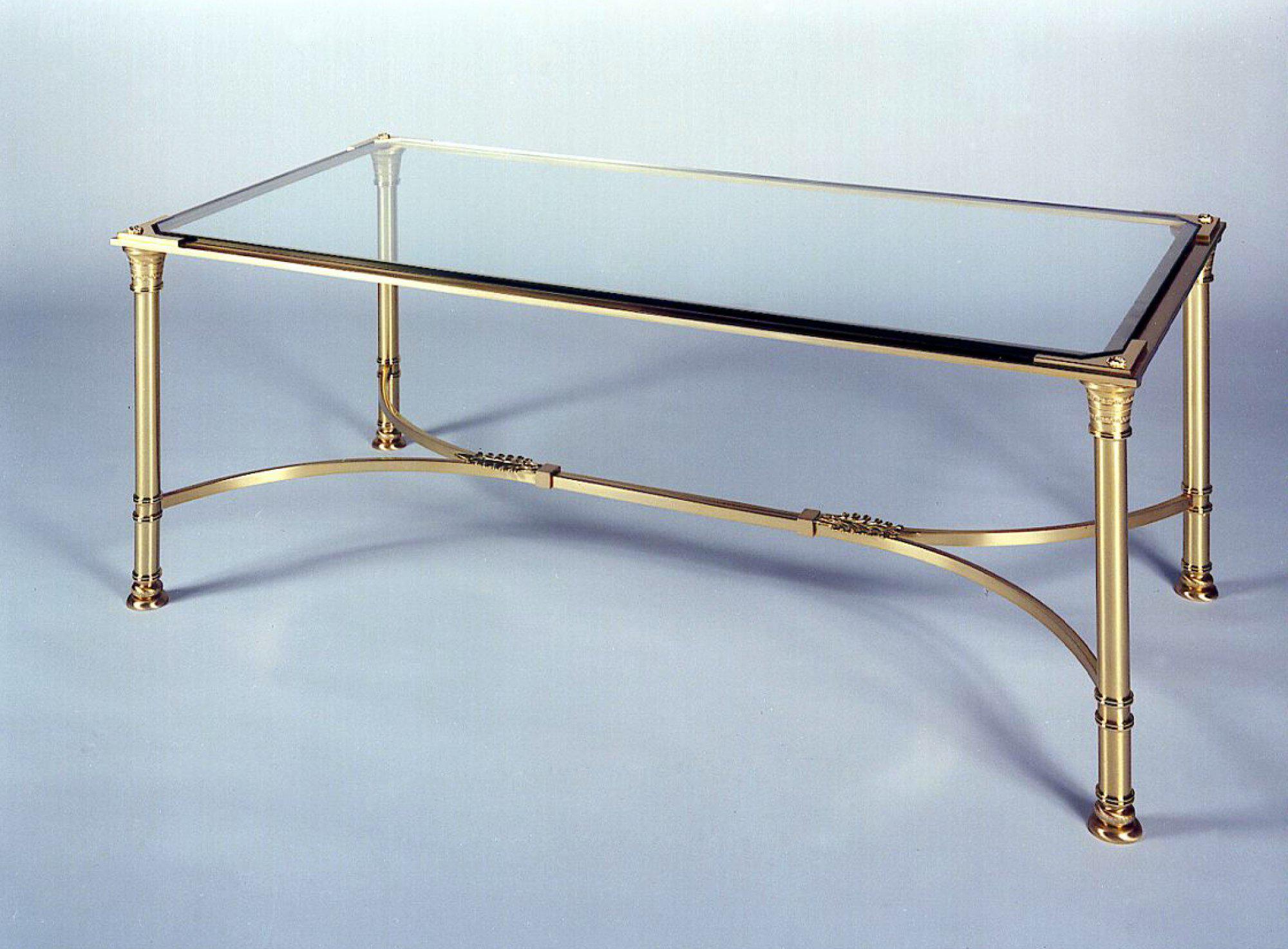 Table basse Osborne - 43700 - Plateau en verre trempé - Finition bronze dorure or 24K_0