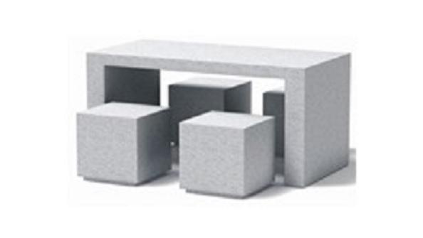 TABLE PIQUE-NIQUE EN BÉTON GRIS AVEC 4 PLOTS BÉTON_0