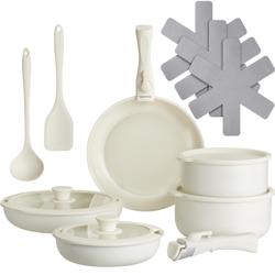 TecTake GmbH tectake Batterie de casseroles GENUA de 16 pièces, adaptée à l’induction  blanc - 406253 - aluminium 406253_0