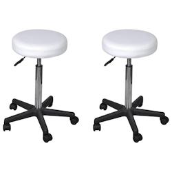 VidaXL Tabourets De Bureau Lot De 2 Blanc 35,5x84 Cm Similicuir - blanc 277175_0