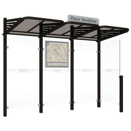 ABRI BUS CONVIVIALE 3 M - BARDAGE LATÉRAL DROIT NOIR 9005 - PROCITY