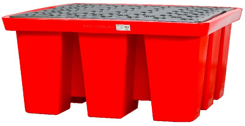 Bac de rétention en PEHD 1680x1680x750mm - avec grille amovible - cap. 1100L - MW Tools OPB1IBC_0