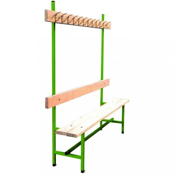 Banc vestiaire sport - 12 patères - 1000mm - Epoxy vert - Fixation sol ou mur - Marque Rolléco_0